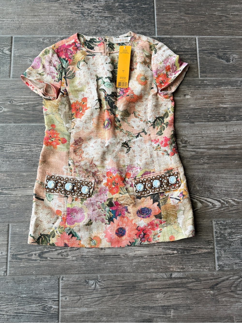Tory Burch Jillian Garden Party Floral Embellished Tunic Top 2